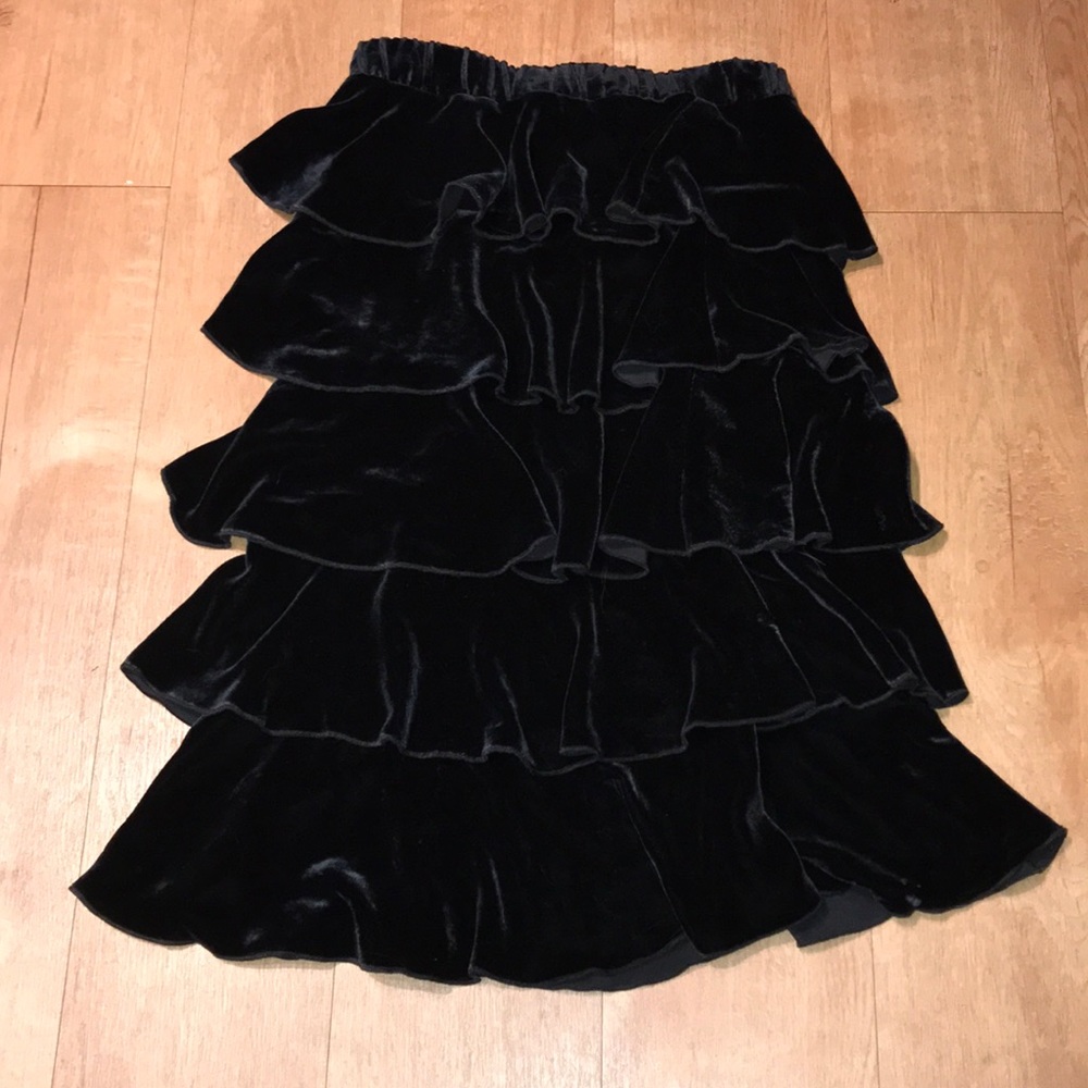 Juicy Couture Kids Black Ruffled Velvet Dress